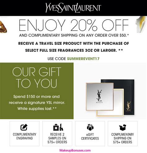 ysl gift with purchase 2017|YSL samples for free.